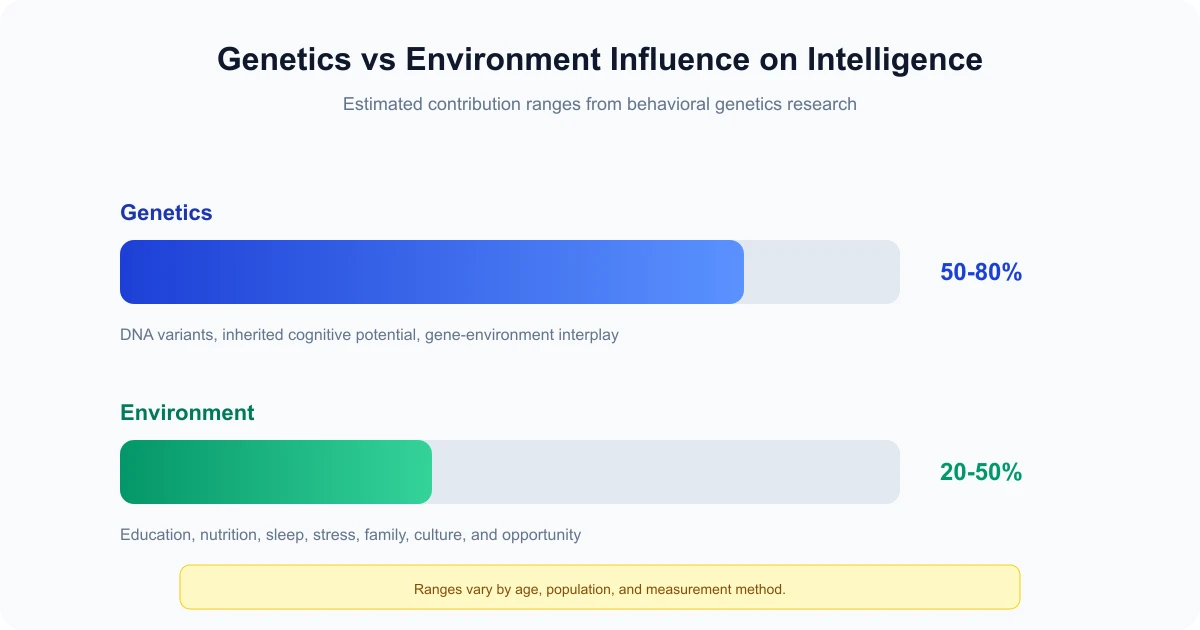 Chart comparing genetics and environment influence on intelligence